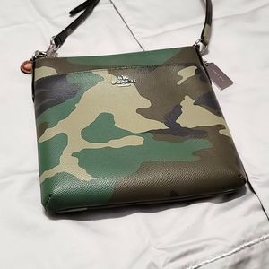 Womens/teens authentic leather camo COACH cross body style bag